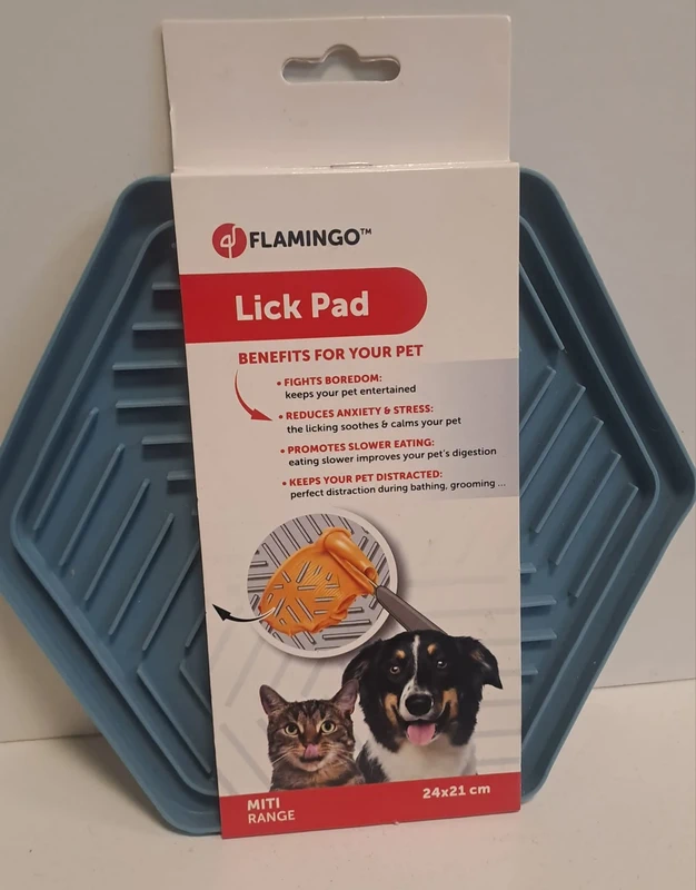HRANITOARE PENTRU CAINI SI PISICI INTERACTIV FLAMINGO LICK PAD BEAN BLUE 24x21CM [1]