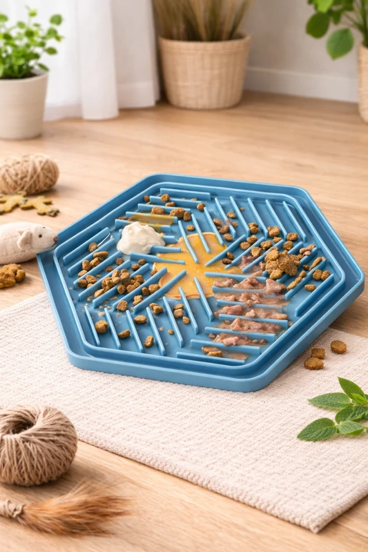 ACCESORII - HRANITOARE PENTRU CAINI SI PISICI INTERACTIV FLAMINGO LICK PAD BEAN BLUE 24x21CM