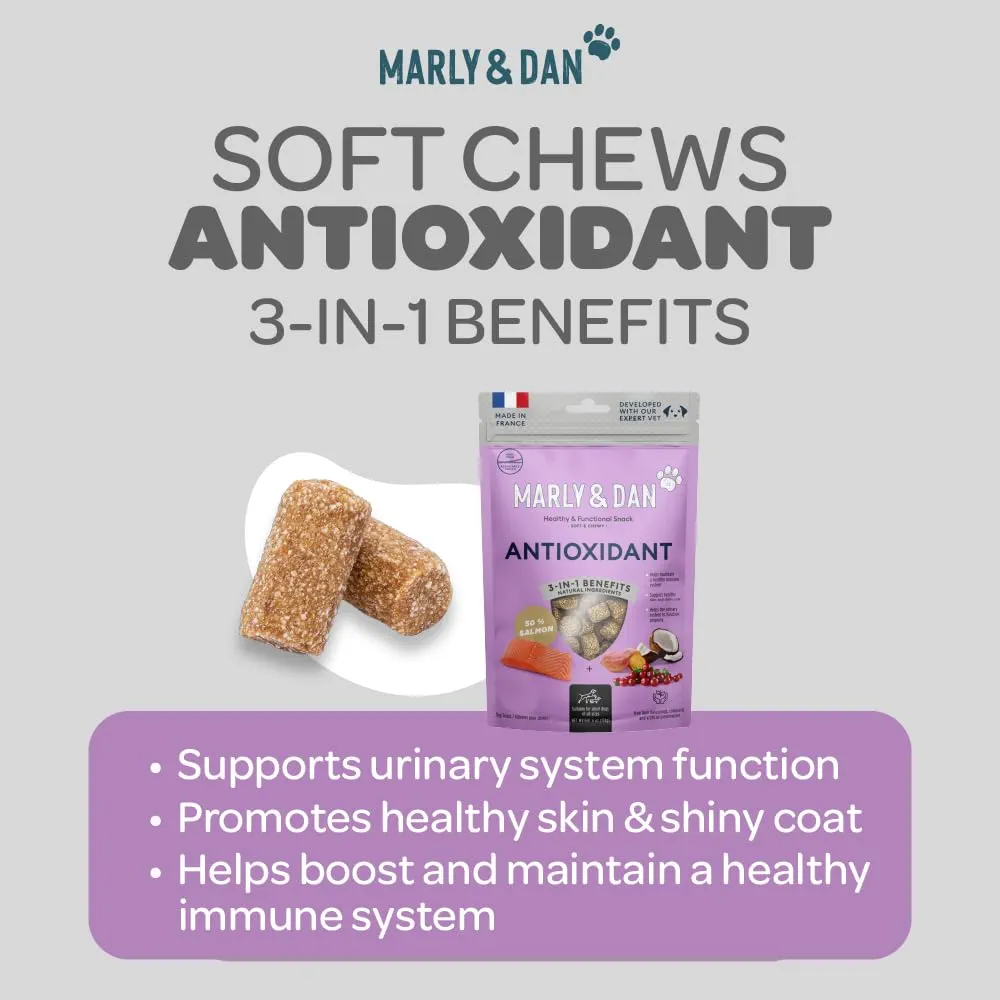 MARLY&DAN Antioxidant, XS-XL, Somon, punguță recompense funcționale fără cereale câini, activitate intensă, 100g [3]