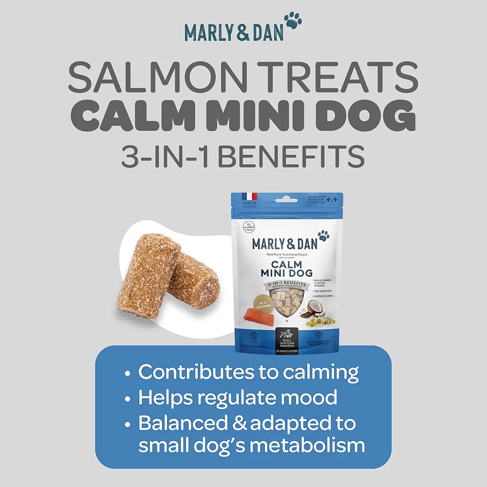 MARLY&DAN Calme Mini Dog, XS-S, Somon, punguță recompense funcționale fără cereale câini, sistem nervos & calmante, 50g [2]