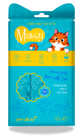 RECOMPENSE - Mavsy gustări cremoase, ușor de lins, ton cu cod pentru pisici