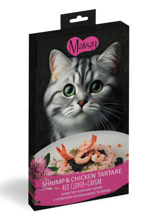 RECOMPENSE - Mavsy tartare de creveți și pui cu trifoi roșu și caviar pentru pisici