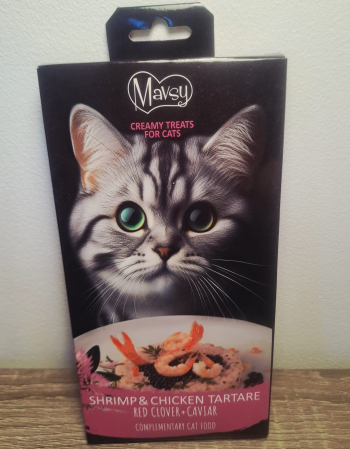 Mavsy tartare de creveți și pui cu trifoi roșu și caviar pentru pisici [1]