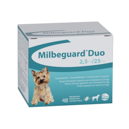 Deparazitari Caini - Milbeguard Duo Caine 2,5mg/25mg, 1 tableta
