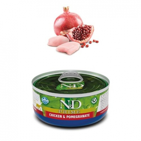 DIETE VETERINARE - N&D Prime, Pui și Rodie, conservă hrană umedă fără cereale pisici, (în sos), 70g