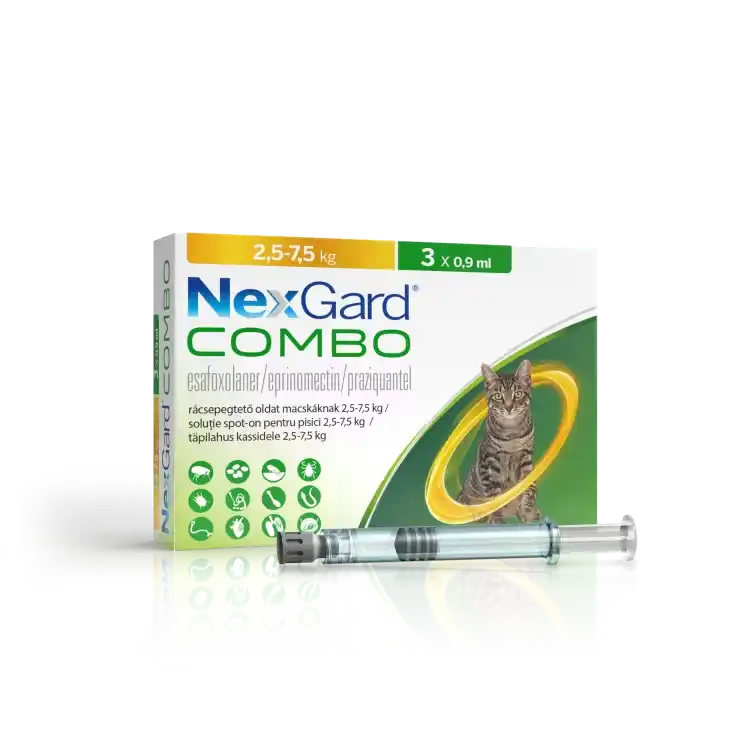 Deparazitari Pisici - Nexgard Combo Cat L (2.5 – 7.5 kg) x 1 pipete