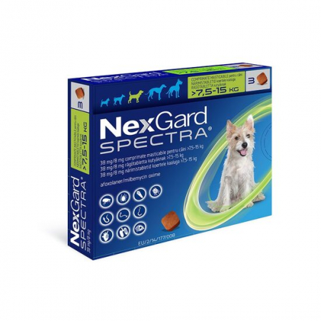 Deparazitari Caini -  NEXGARD SPECTRA M 7.5-15KG , 1 tableta