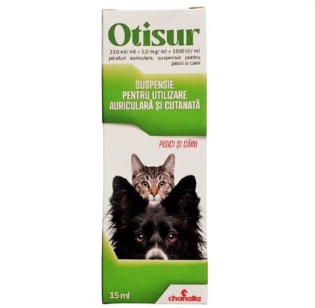 IGIENA SI COSMETICA - Otisur picaturi auriculare, suspensie pentru pisici si caini, 15 ml