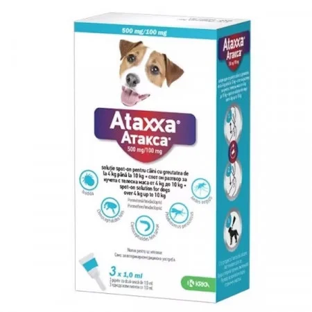 Deparazitari Interne / Externe - Pipeta antiparazitara Ataxxa Dog M 4-10kg , 1 pipeta