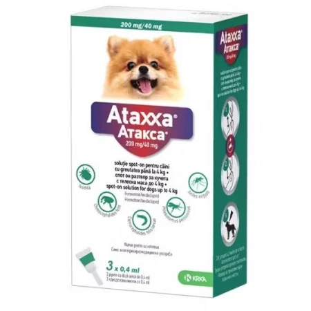 Deparazitari Interne / Externe - Pipeta antiparazitara Ataxxa Dog S < 4kg , 1 pipeta