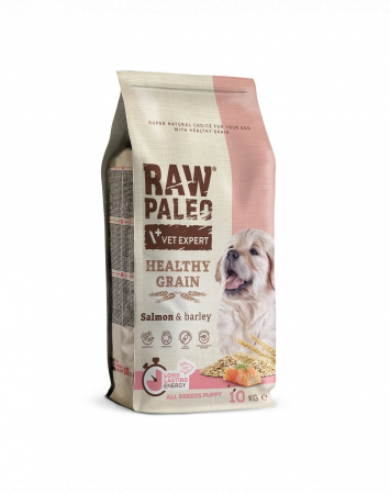 CAINI - RAW PALEO Healthy Grain Puppy, XS-XL, Somon, hrană uscată câini junior, 10kg