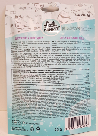 Recompense pentru pisici Mr. Bandit CAT Juicy Rolls, pui si ton, 40 g [2]