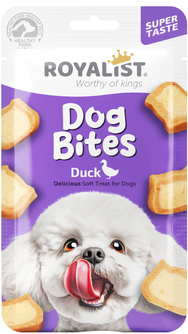 RECOMPENSE - Royalist Dog Bites cu Rață – Gustare Premium pentru Câini, 35g