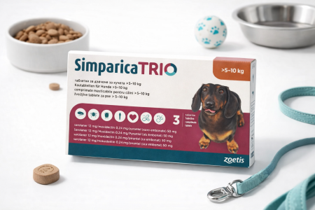Deparazitari Caini - Simparica Trio 12mg 5-10kg, 1 tableta