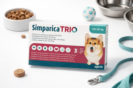 Deparazitari Caini - Simparica Trio 24mg 10-20kg, 1 tableta