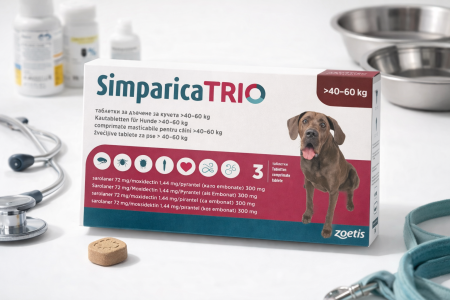 Deparazitari Caini - Simparica Trio 72mg 40-60 kg, 1 tableta