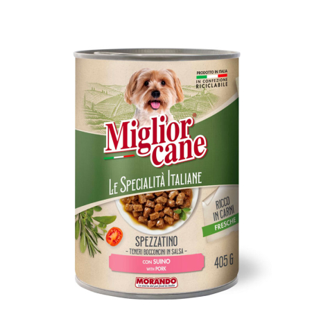 MORANDO - Spezzatino – Bucăți mici în sos cu carne de porc, 405 g
