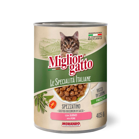 MORANDO - Spezzatino – Bucăți mici în sos cu carne de porc, 405 g
