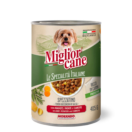 CAINI - Spezzatino – Bucăți mici în sos cu carne de vită, cartofi și morcovi