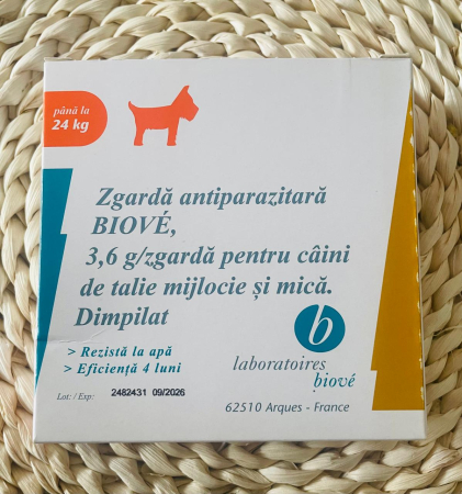 Deparazitari Caini - Zgarda antiparazitara, caini talie medie/ mica, Biove