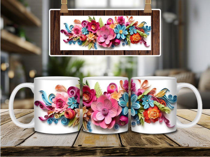 Cană florală ceramică albă 330 ml [3]