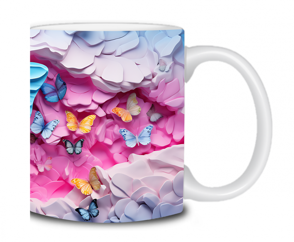 Cană cu fluturi 3D roz [1]
