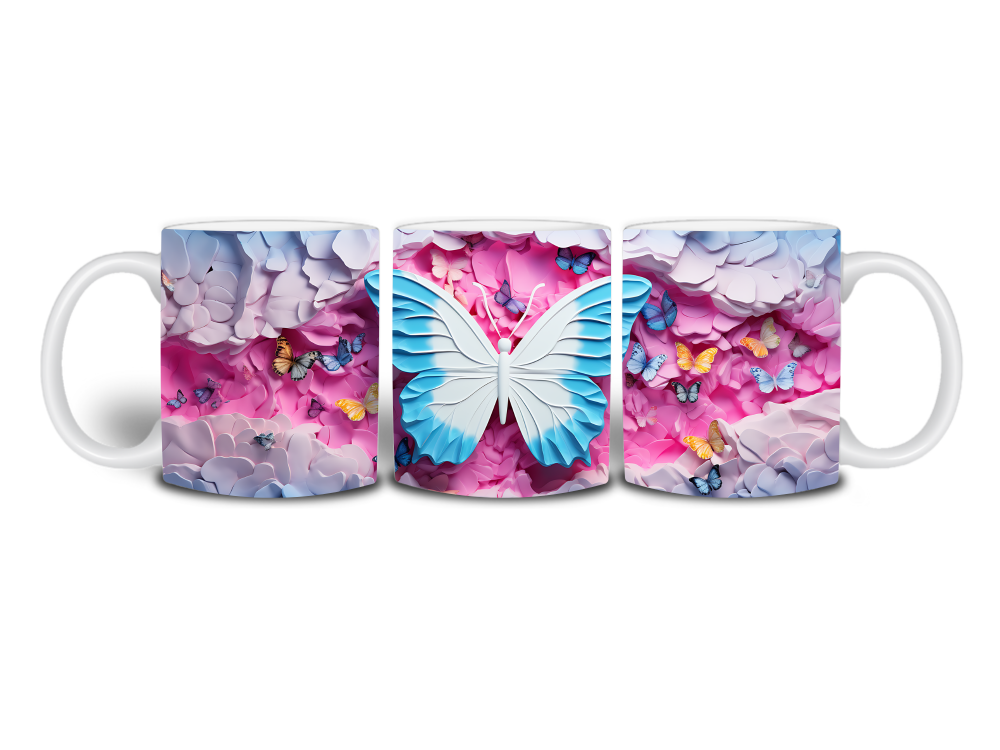 Cană cu fluturi 3D roz [2]