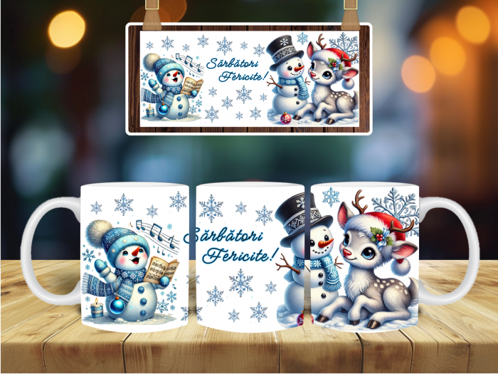 Cană cu omuleț de zăpadă și ren [2]