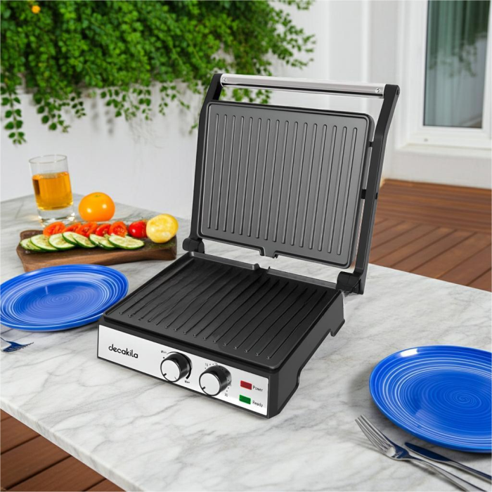 Grătar Electric 2 în 1, 2000W – Plăci Antiaderente, Cronometru și Control Temperatură [3]