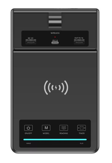 Lampă de birou LED neagră multifuncțională cu încărcare USB și încărcător wireless rapid de 15W, control tactil, ideală pentru birou și acasă. [5]