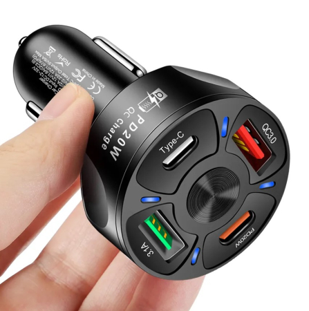Încărcător auto QC 3.1A PD 20W 2 USB + 2 PD [1]