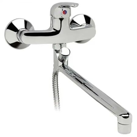 Casă și grădină - Baterie pentru Duș cu Țeavă Lungă și Furtun 1.5m – Finisaj Cromat