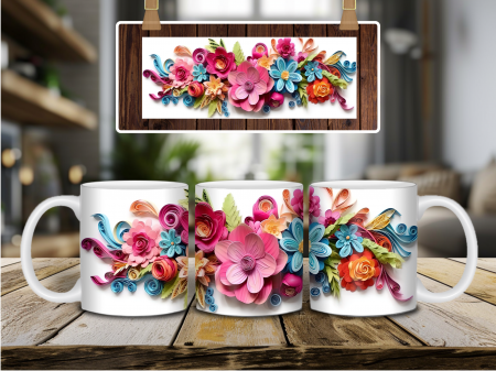 Cană florală ceramică albă 330 ml [2]
