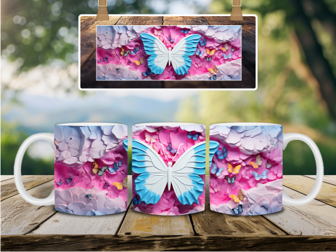 Cană cu fluturi 3D roz [2]