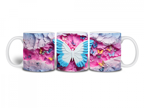 Cană cu fluturi 3D roz [1]