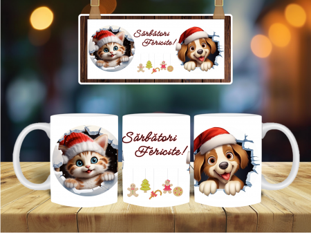 Cană de Crăciun cu pisicuță și cățeluș [1]