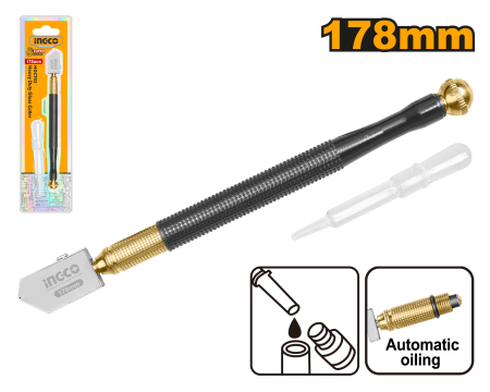 Scule pentru Gresie și Sticlă - Diamant pentru Tăiat Sticlă cu Suport Metalic și Pompă de Ulei, 178 mm