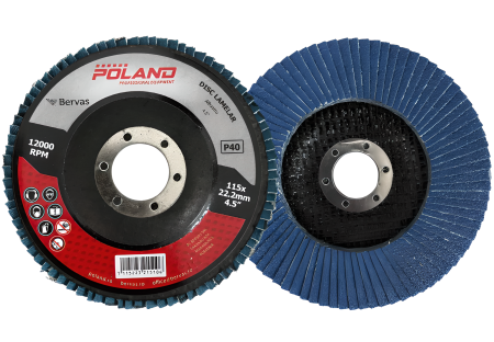 Disc Lamelar Poland Albastru 115/125mm P40/P60 – Șlefuire Metal și Inox