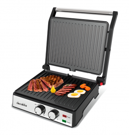 Grătare Electrice - Grătar Electric 2 în 1, 2000W – Plăci Antiaderente, Cronometru și Control Temperatură