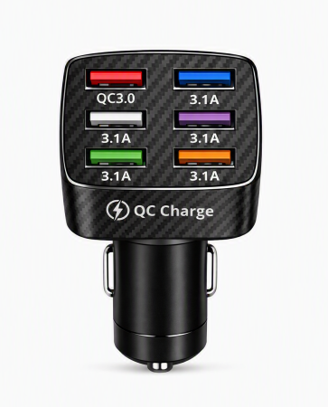 Încărcătoare auto - Încărcător Auto Universal 6 Porturi QC3.0 15A Negru