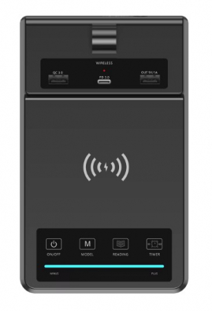 Lampă de birou LED neagră multifuncțională cu încărcare USB și încărcător wireless rapid de 15W, control tactil, ideală pentru birou și acasă. [4]