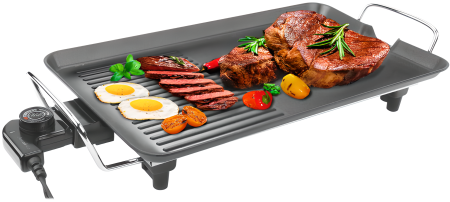 Grătare Electrice - plita-electrica-1360W-cu-termostat-gratar-antiaderenta