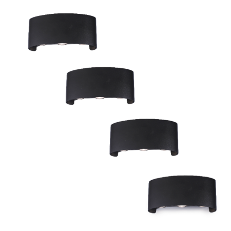 Lampi - Set 4 aplice de perete exterior LED LUMEPRA 6W 3000K IP54 negru Kobi