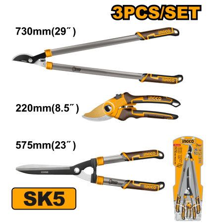Set 3 Foarfece Gradina INGCO SK5 Teflon