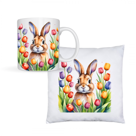 Cadouri - Set cadouri personalizate cu iepuras si lalele colorate