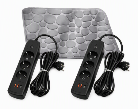 Set 2x Prelungitor 3m + Covoraș Gri Cadou DOMAG