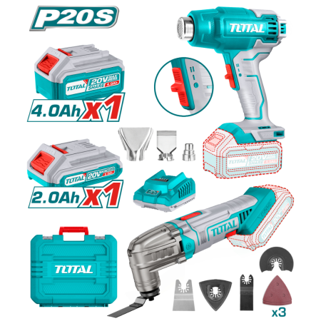 Seturi aparate electrice - TOTAL Set 20V Pistol aer cald + Multi‑tool