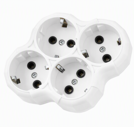 Triplu Ștecher cu 4 Găuri Alb 250V 16A Universal [0]