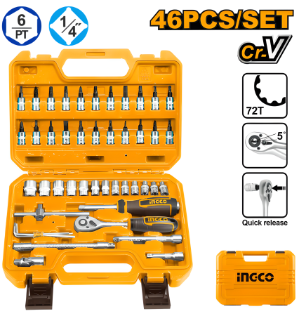 Casă și grădină - Trusă Tubulare 46 Piese 1/4 – Clichet Rapid și Accesorii