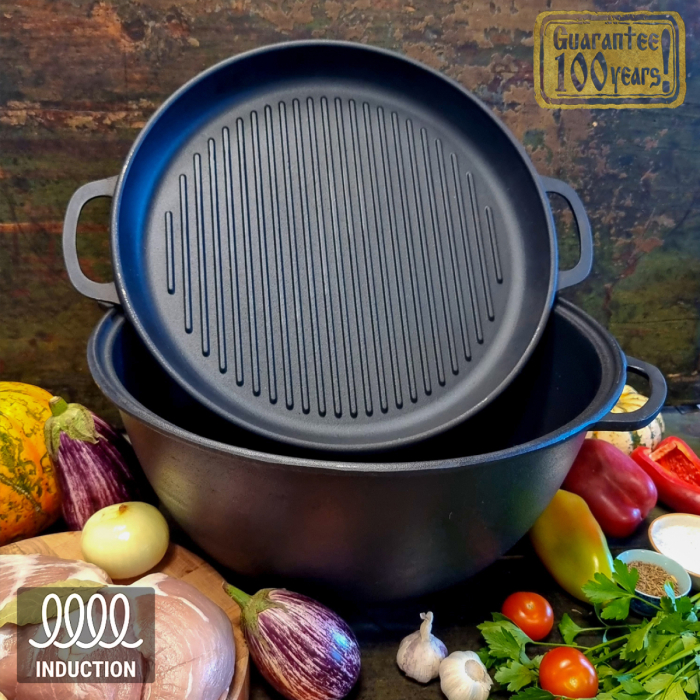 Set Ceaun din Fonta Maysternya V18CPGr – 18 L cu Capac Tigaie Grill [2]